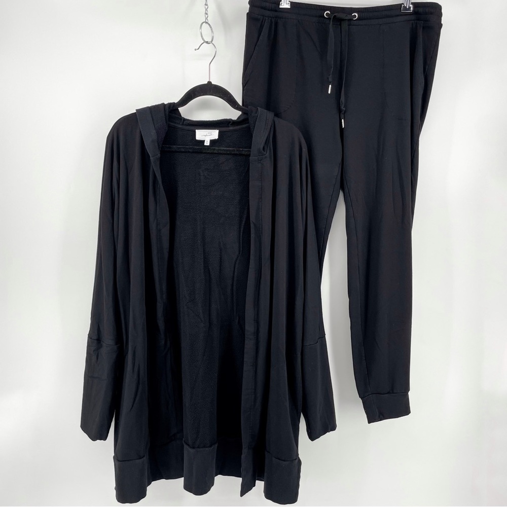 Sonoma Wknd 2 Piece Loungewear Set Cardigan Joggers Black Soft Cozy L/XL